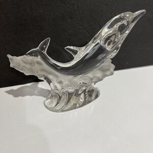 Bleikristal GERMANY 24% Lead Crystal Dolphin Clear Paperweight Figurine Statue